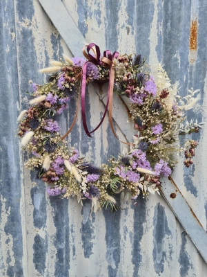 Purple Dried Flower Wreath