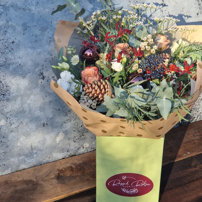 Winterwood Bouquet (Aqua Hand Tied)