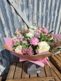 Peony Paradise Aqua Hand Tied